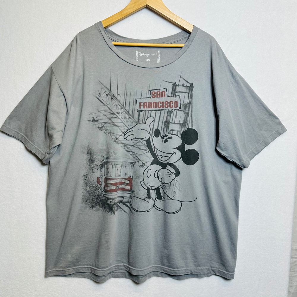 Disney Store T-Shirt Mens XXL Mickey Mouse San Francisco Grey Organic Cotton